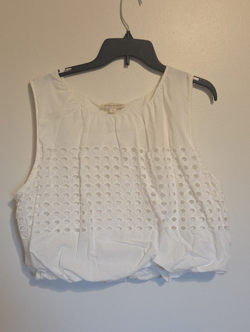 Sleeveless White Eyelet Bubble Hem Top With Matching Skirt